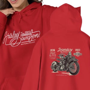 Harley Davidson fans, motorcycle riders, Vintage Motorcycle Hoodie | Harley-Davidson Script Logo image 5