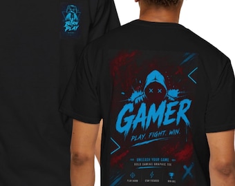Koszulka z kapturem dla graczy | Neonowoniebieskie logo Arcade, graj w Fight Win