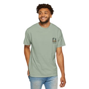 California Beach City graphic T-shirt | CA palm tree surf car design image 2