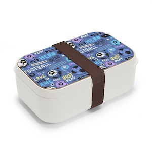 Soccer Doodles Bento Lunch Box | Football Pattern, Blue Kids Lunchbox image 3