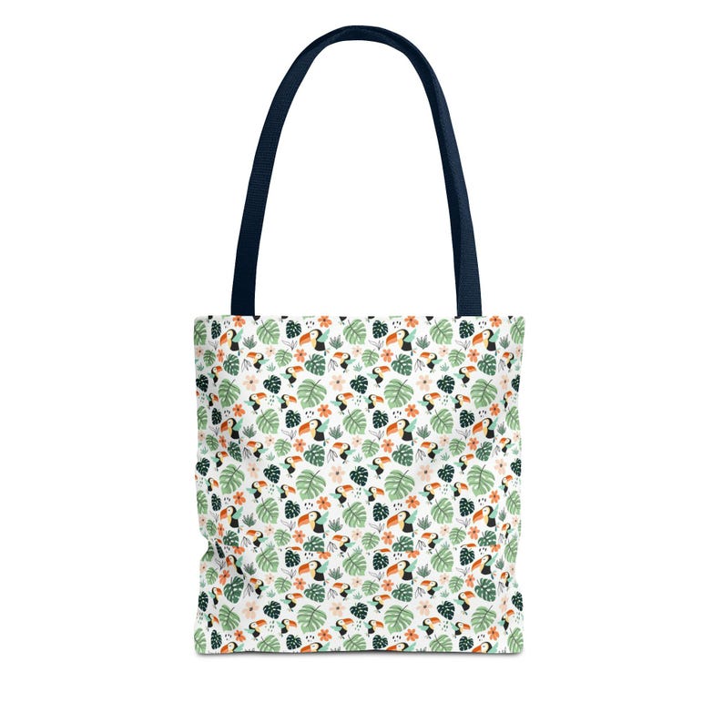 Tropical Toucan Leaves Tote Bag, All-Over Print Canvas Shoulder Bag image 19