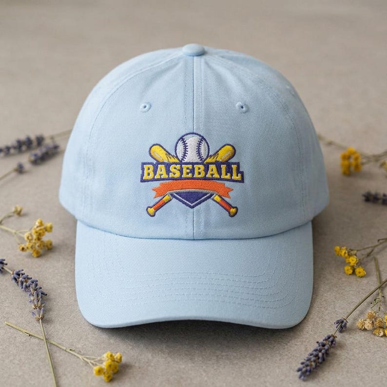 Gorra de béisbol con logo de bates cruzados / Gorra de béisbol bordada imagen 4
