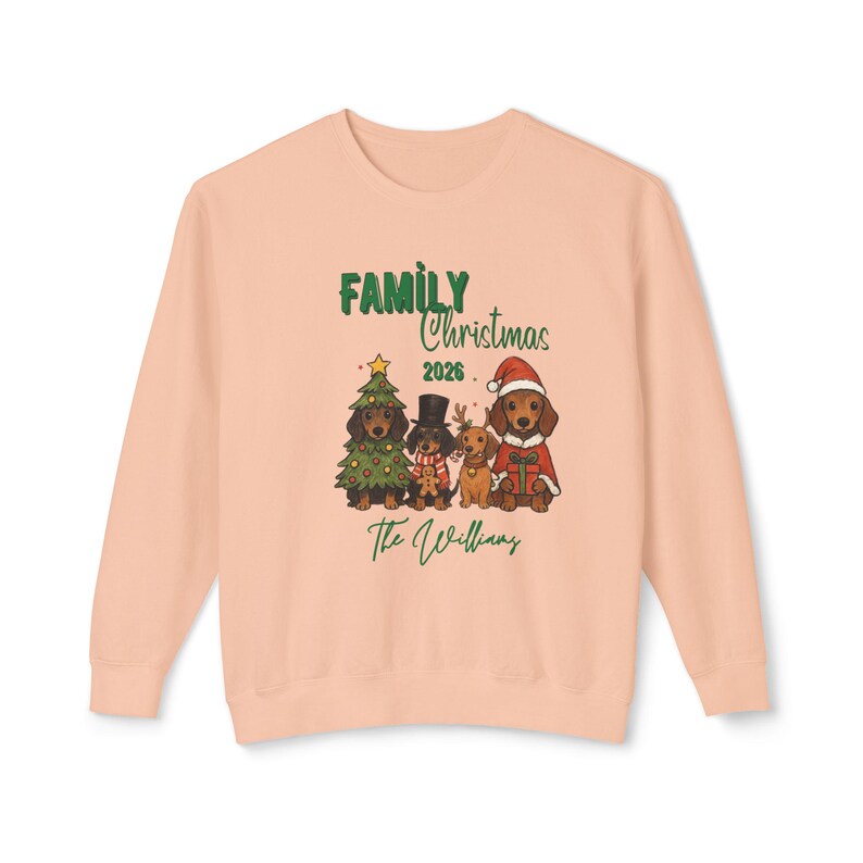 Personalisiertes Familien-Weihnachts-Sweatshirt 2026 | Hunde & Weihnachtsbaum Bild 15