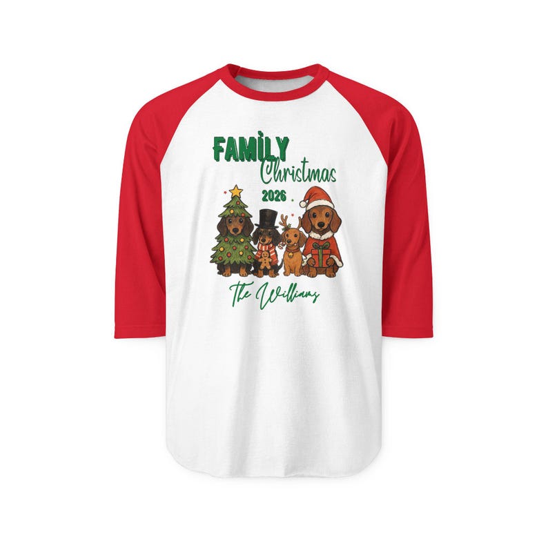 Gepersonaliseerd kerstshirt voor het hele gezin | Raglanshirt op maat met familienaam afbeelding 17