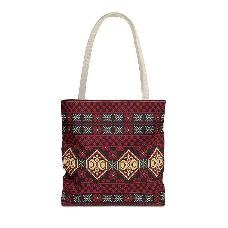Red Aztec Boho Tote Bag | Geometric Tribal Pattern Tote image 4
