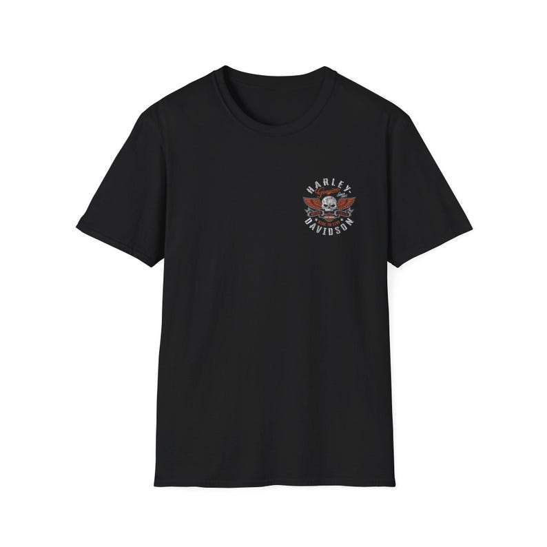 Harley Davidson Fans, Motorradfahrer, T-Shirt im Vintage-Stil | Biker Totenkopf Floral Brust Grafik Bild 5