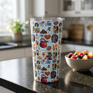 NBA Collage Drinkbeker 590 ml | Basketballogo's, spelers, harten afbeelding 2