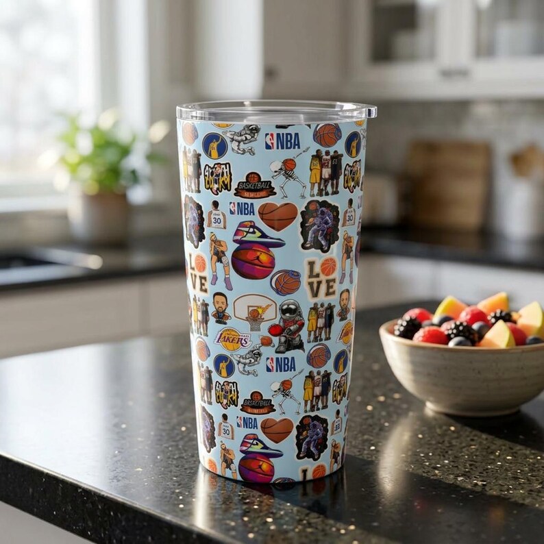 NBA Collage Drinkbeker 590 ml | Basketballogo's, spelers, harten afbeelding 2