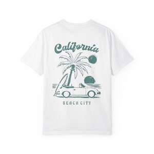 California Beach City graphic T-shirt | CA palm tree surf car design image 7