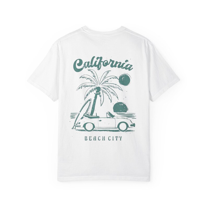 California Beach City graphic T-shirt | CA palm tree surf car design image 7
