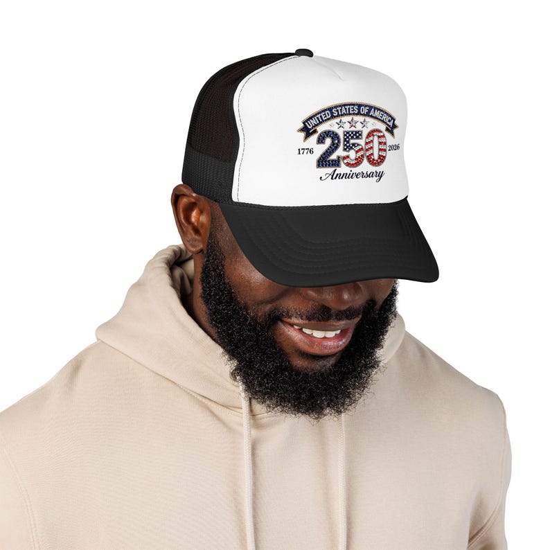 Casquette trucker 250e 250e anniversaire des États-Unis | 1776-2026 Chapeau patriotique en mousse image 8