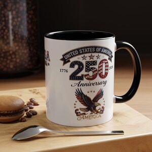 USA 250th Anniversary Eagle Coffee Mug | Patriotic 11oz 15oz Accent Mug image 4