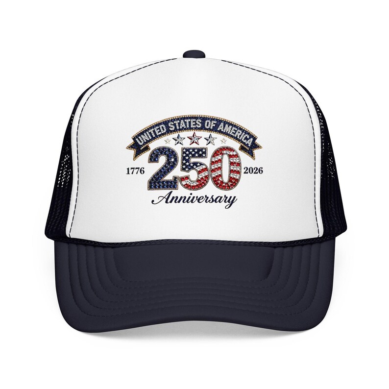 Casquette trucker 250e 250e anniversaire des États-Unis | 1776-2026 Chapeau patriotique en mousse image 4