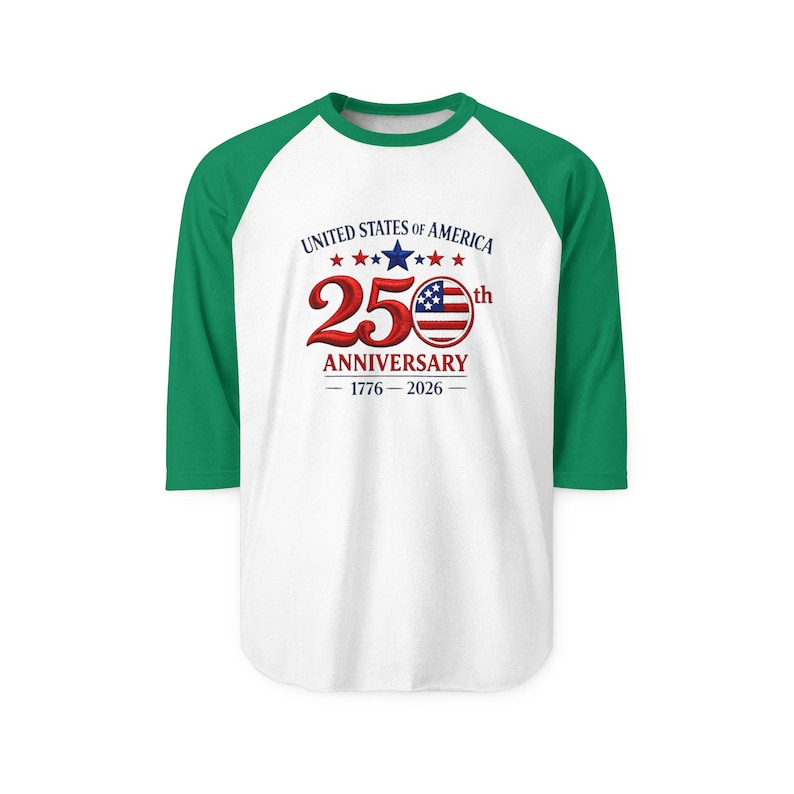 25th Anniversary USA Flag Logo Raglan Shirt | 1776-2026 image 7