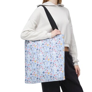 Pastel Floral Pattern Tote Bag | Small Flowers Allover Print image 11
