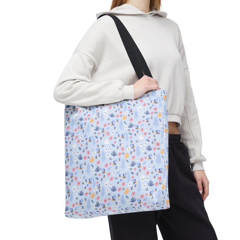 Pastel Floral Pattern Tote Bag | Small Flowers Allover Print image 11