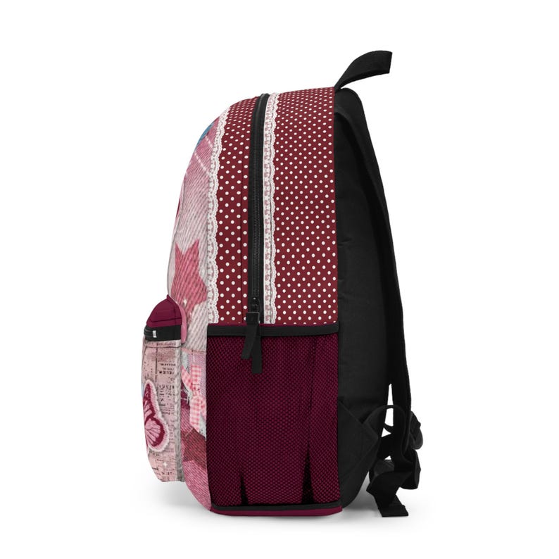 Personalized School Bag,Pink Butterfly Patchwork Backpack | Back to school image 6