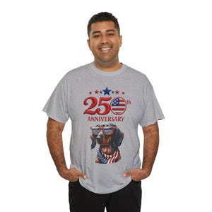 25th Anniversary Patriotic Dachshund T-Shirt | American Flag Dog image 16