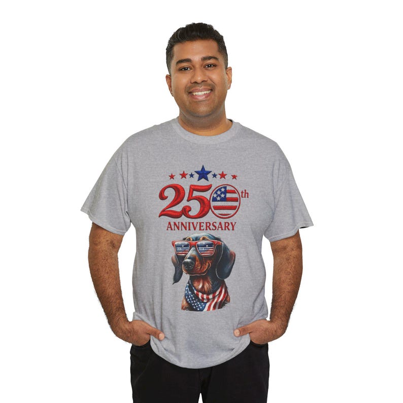 25th Anniversary Patriotic Dachshund T-Shirt | American Flag Dog image 16