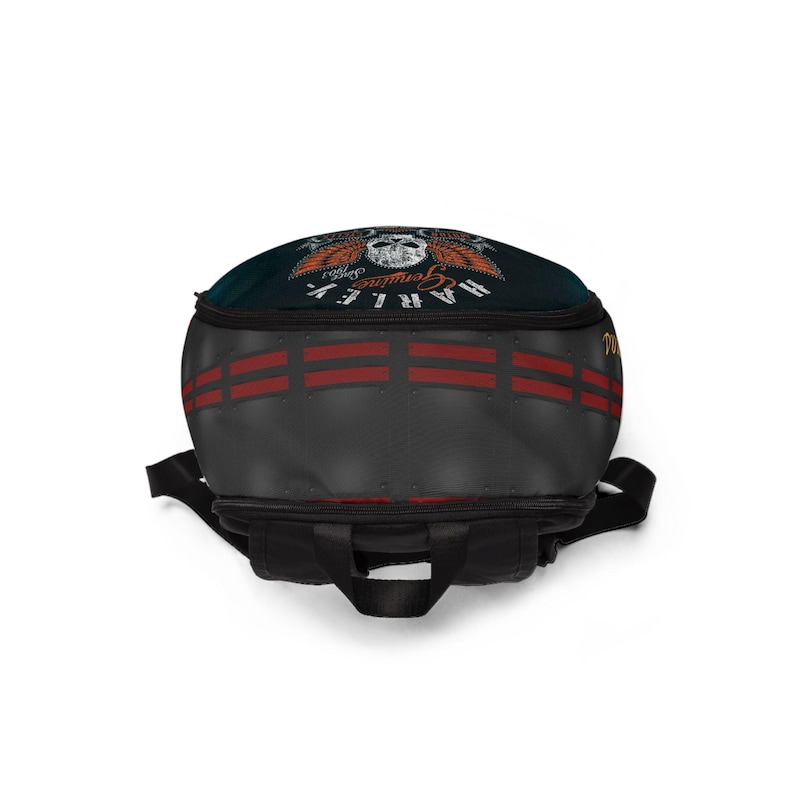 Custom Born to Ride Backpack | Skull Graphic Motorcycle Bag image 7