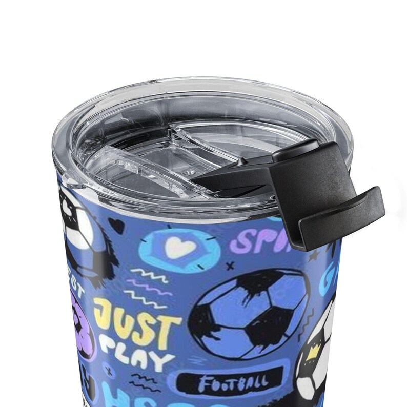 Fußball Doodle Becher 20oz | Fußball-Grafik, blaues Sport-Muster Bild 5