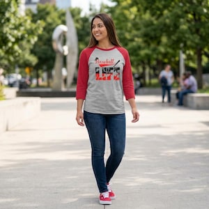 Camiseta raglán Baseball Life / Gráfico de bate y guante de béisbol imagen 7
