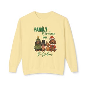 Personalisiertes Familien-Weihnachts-Sweatshirt 2026 | Hunde & Weihnachtsbaum Bild 16