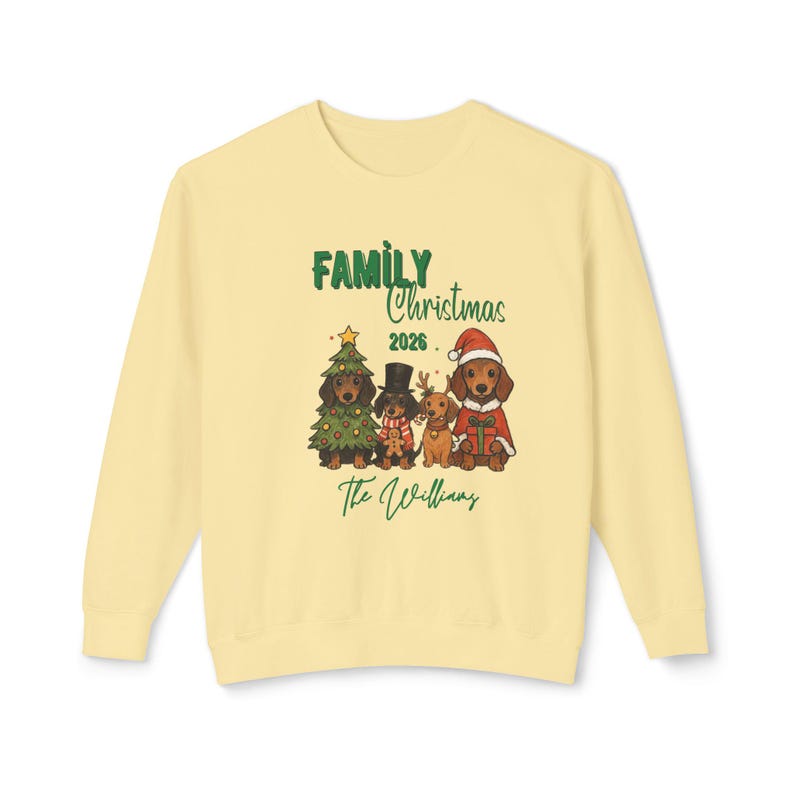 Personalisiertes Familien-Weihnachts-Sweatshirt 2026 | Hunde & Weihnachtsbaum Bild 16