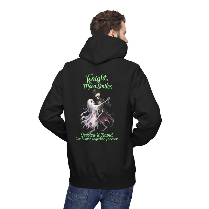 Sweat à capuche squelette citrouille d'Halloween | Motif couple fantôme et sourires au clair de lune image 8