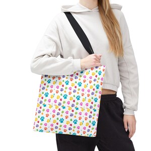 Colorful Paw Print Tote Bag | Playful Pet Lover Accessory image 7