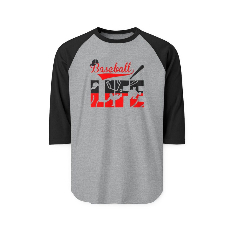 Camiseta raglán Baseball Life / Gráfico de bate y guante de béisbol imagen 11