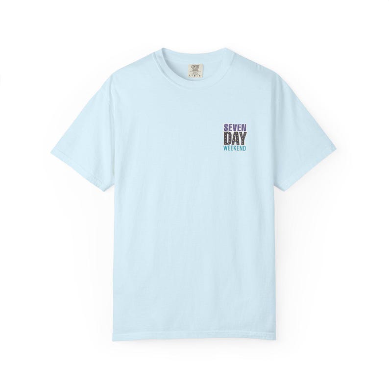 Happily Retired graphic T-shirt | Seven Day Weekend pocket design image 10