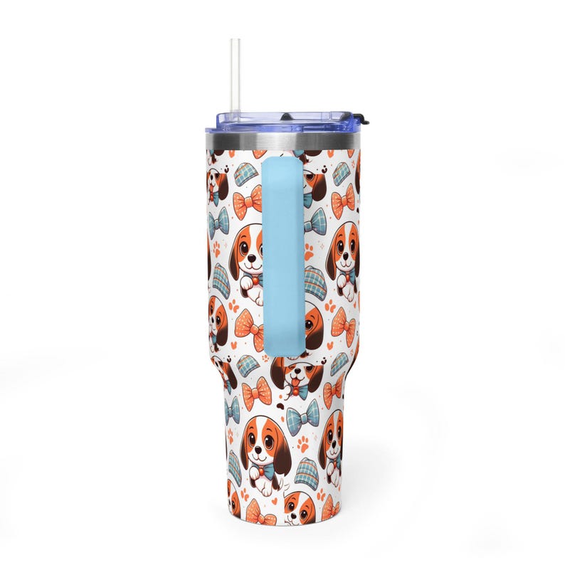 Beagle-Gesicht-Trinkbecher | 1,2-Liter-Edelstahl-Reisebecher mit Henkel Bild 10