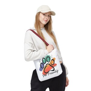 Colorful Paw Print Pet Friendly Tote Bag | Animal Lover Tote image 8