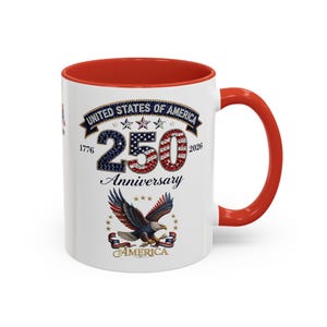 USA 250th Anniversary Eagle Coffee Mug | Patriotic 11oz 15oz Accent Mug image 13