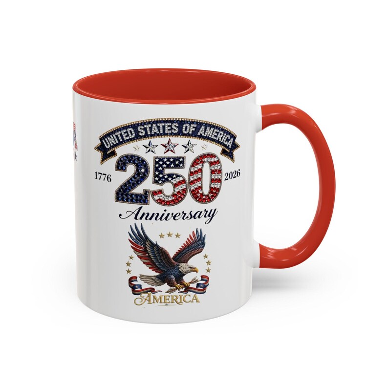 USA 250th Anniversary Eagle Coffee Mug | Patriotic 11oz 15oz Accent Mug image 13
