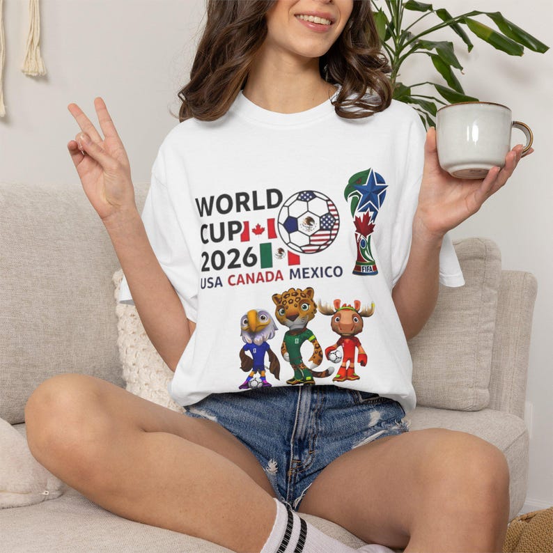 World Cup 2026 Mascots T-Shirt | USA Canada Mexico Soccer Tee image 1