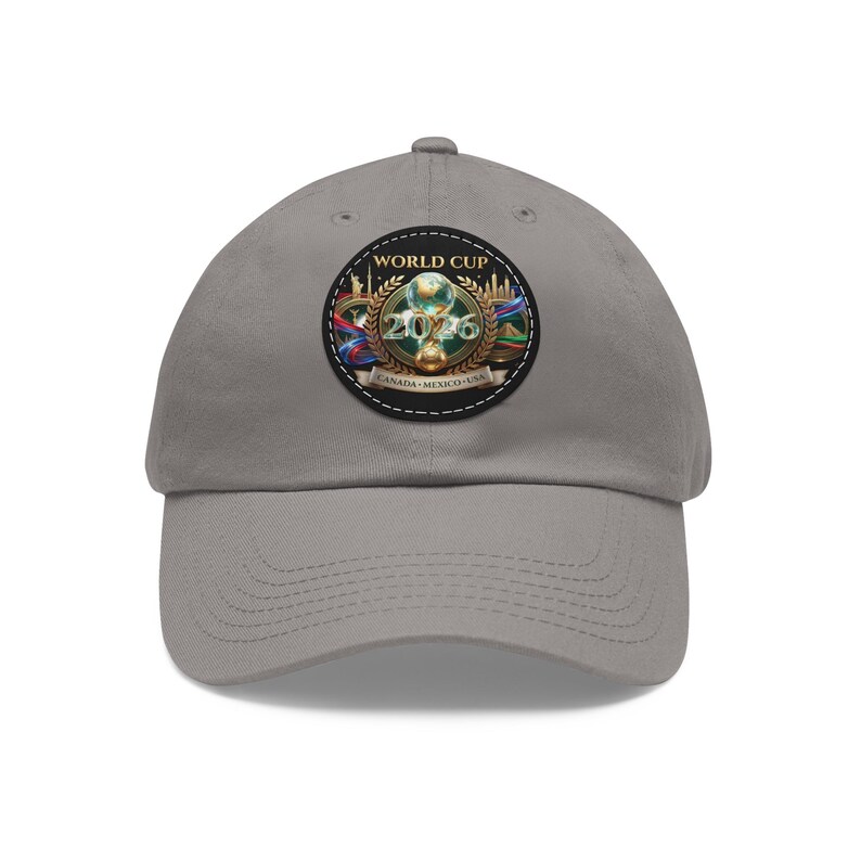 World Cup 2026 Soccer Ball Leather Patch Dad Hat | Round Patch Cap image 9
