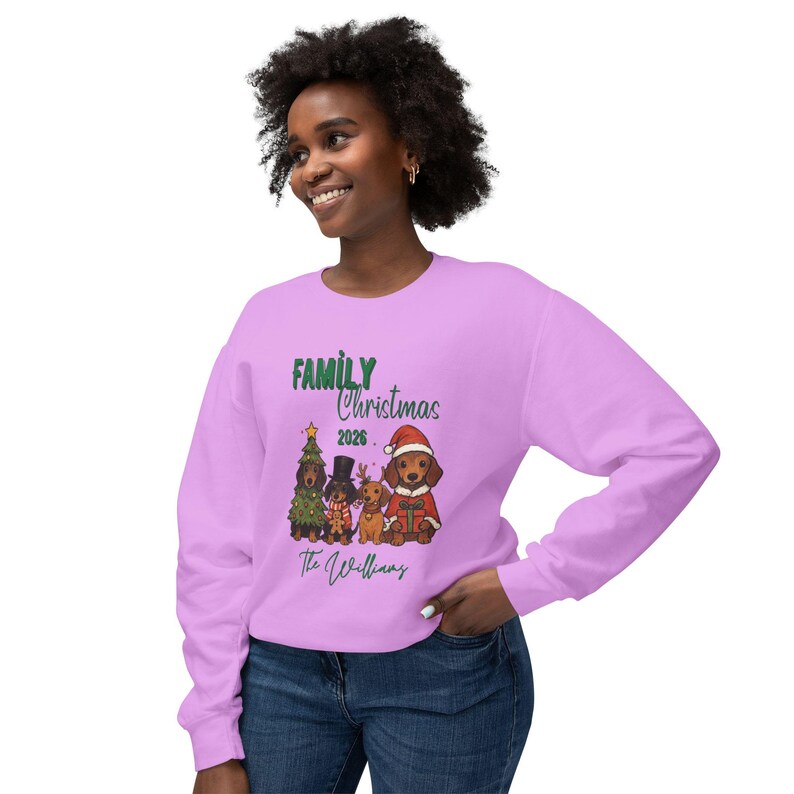 Personalisiertes Familien-Weihnachts-Sweatshirt 2026 | Hunde & Weihnachtsbaum Bild 12