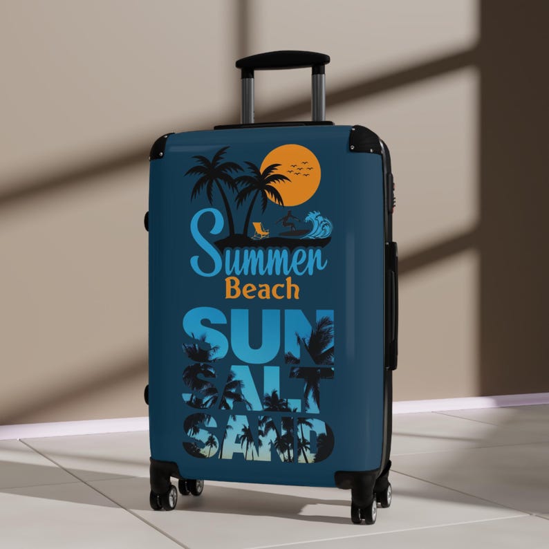Summer Beach Sunset palm trees suitcase | Sun Salt Sand travel luggage image 1