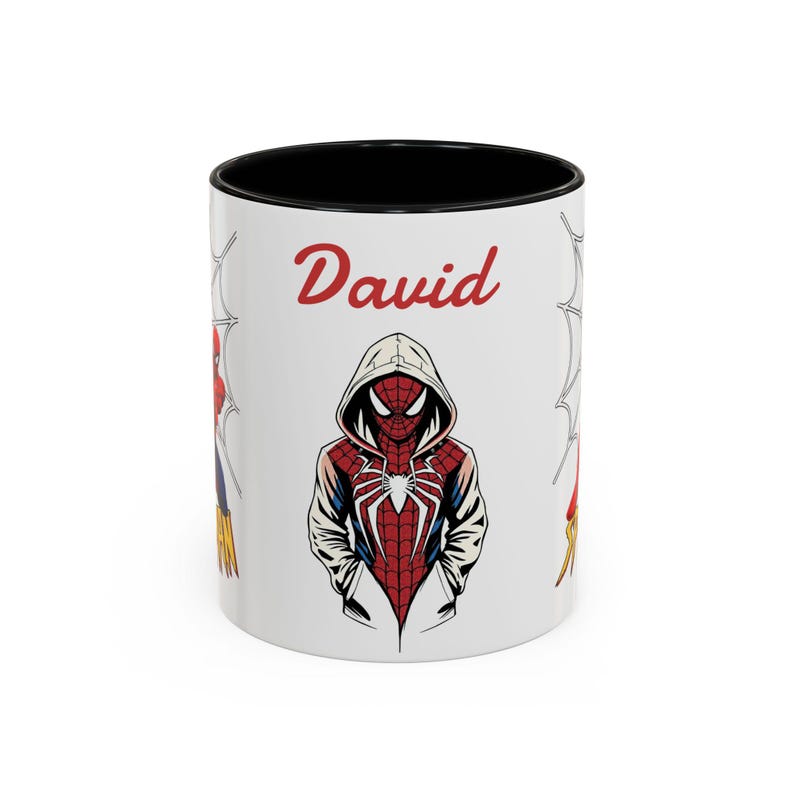 Caneca personalizada com o nome do Homem-Aranha, caneca decorativa para café (325ml, 445ml) | Ilustração de moletom do Homem-Aranha imagem 6