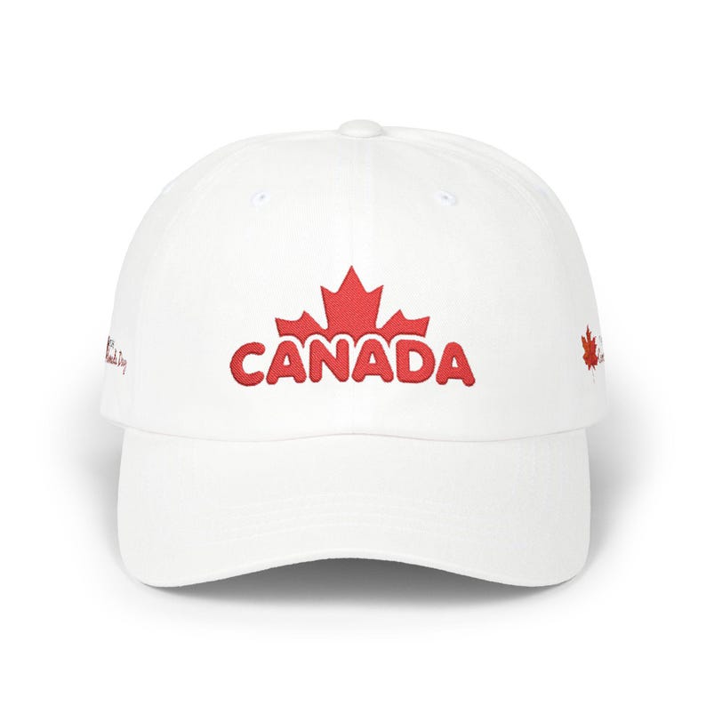 Happy Canada Day geborduurde papa-pet met esdoornblad | Zachte katoenen honkbalhoed afbeelding 1