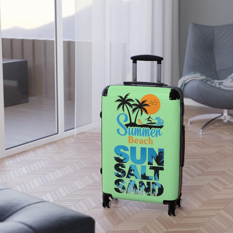 Summer Beach Sunset palm trees suitcase | Sun Salt Sand travel luggage image 5