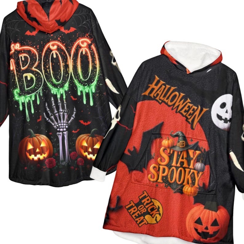 Coperta con cappuccio Stay Spooky Halloween / Zucca Boo per dolcetto o scherzetto immagine 2