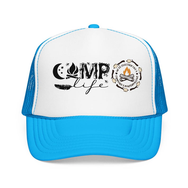 Camp Life Foam Trucker Hat | Camping Logo Mesh Cap image 5