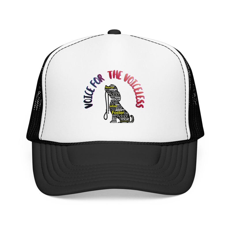 Voice for the Voiceless Foam Trucker Hat | Rescue Dog Paw Print Design image 2