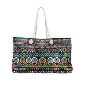 Boho Tribal Pattern Weekender Bag | Aztec Chevron Travel Tote image 3