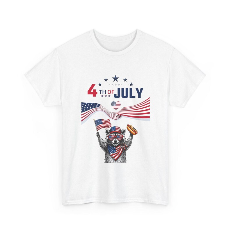 USA 250 Years Patriotic Raccoon 4th of July Tee | American Flag, Fireworks image 2