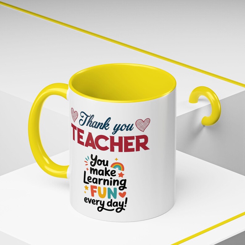 Thank You Teacher Mug | You Make Learning Fun Every Day Accent Coffee Cup image 11