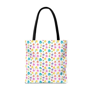Colorful Paw Print Tote Bag | Playful Pet Lover Accessory image 10